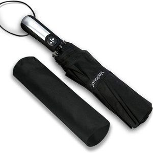 43" Folding Automatic Travel Black Umbrella